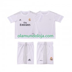 Camisola Real Madrid 2015 2016 Retro Criança Equipamento Primeiro Manga Curta
